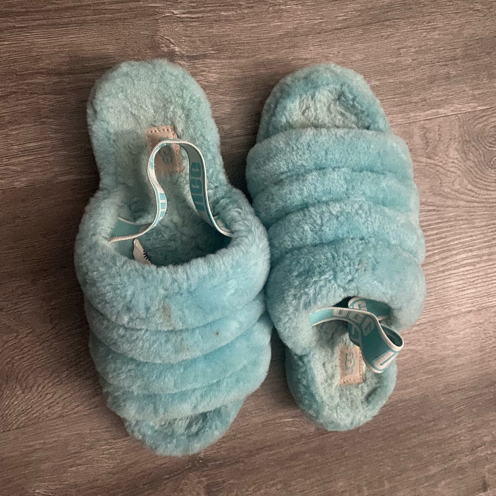 UGG Light Blue Fluff Yeah Slide Slippers